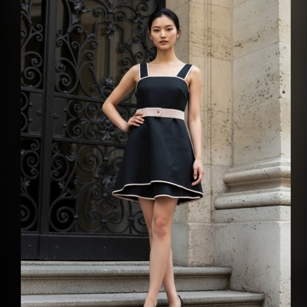 btween Black Dress with Cream Lace Detail